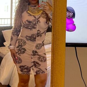 Prettylittlething mesh print dress 4